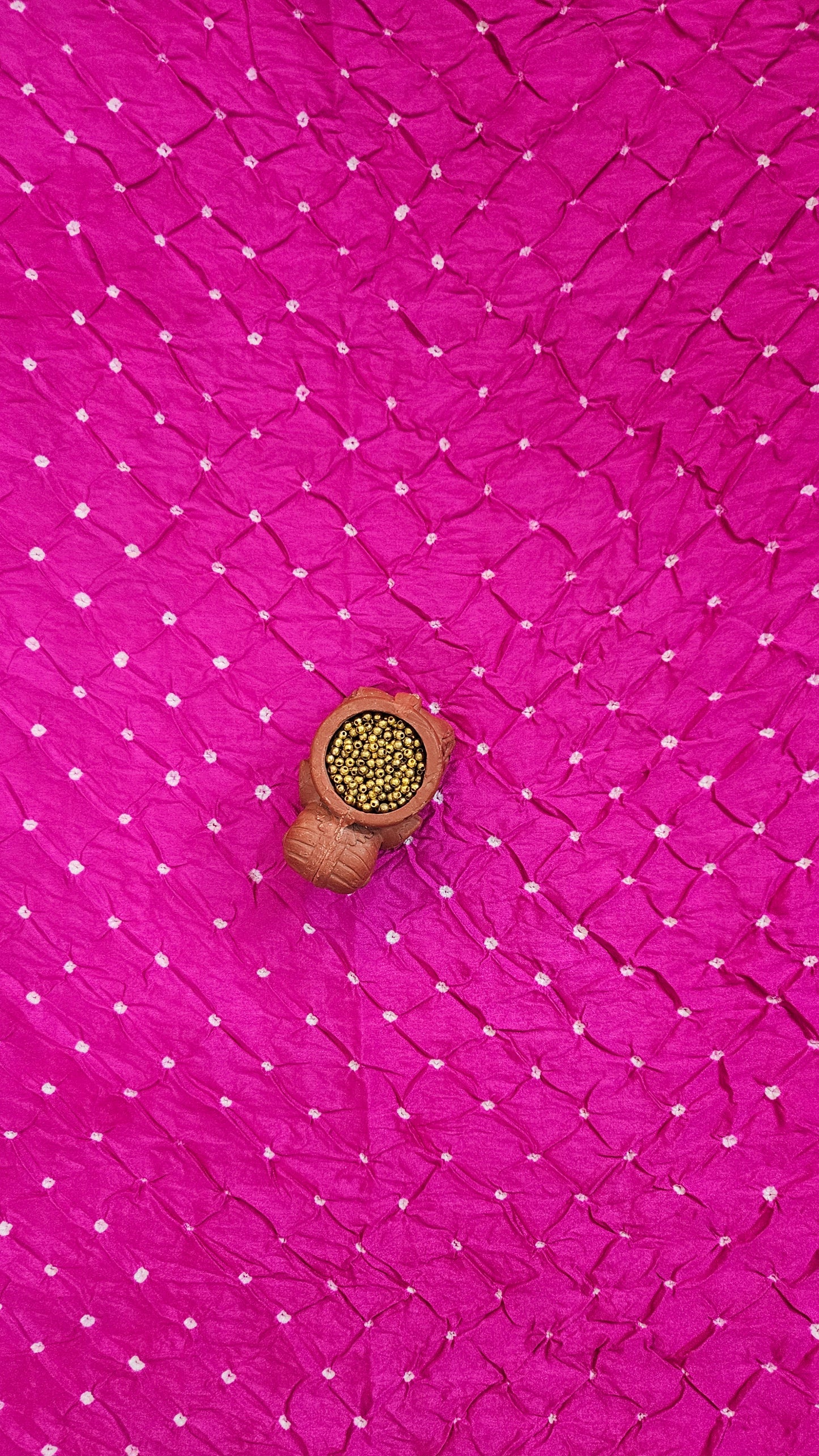 Red'n'rani pink bandhani dupion silk suit