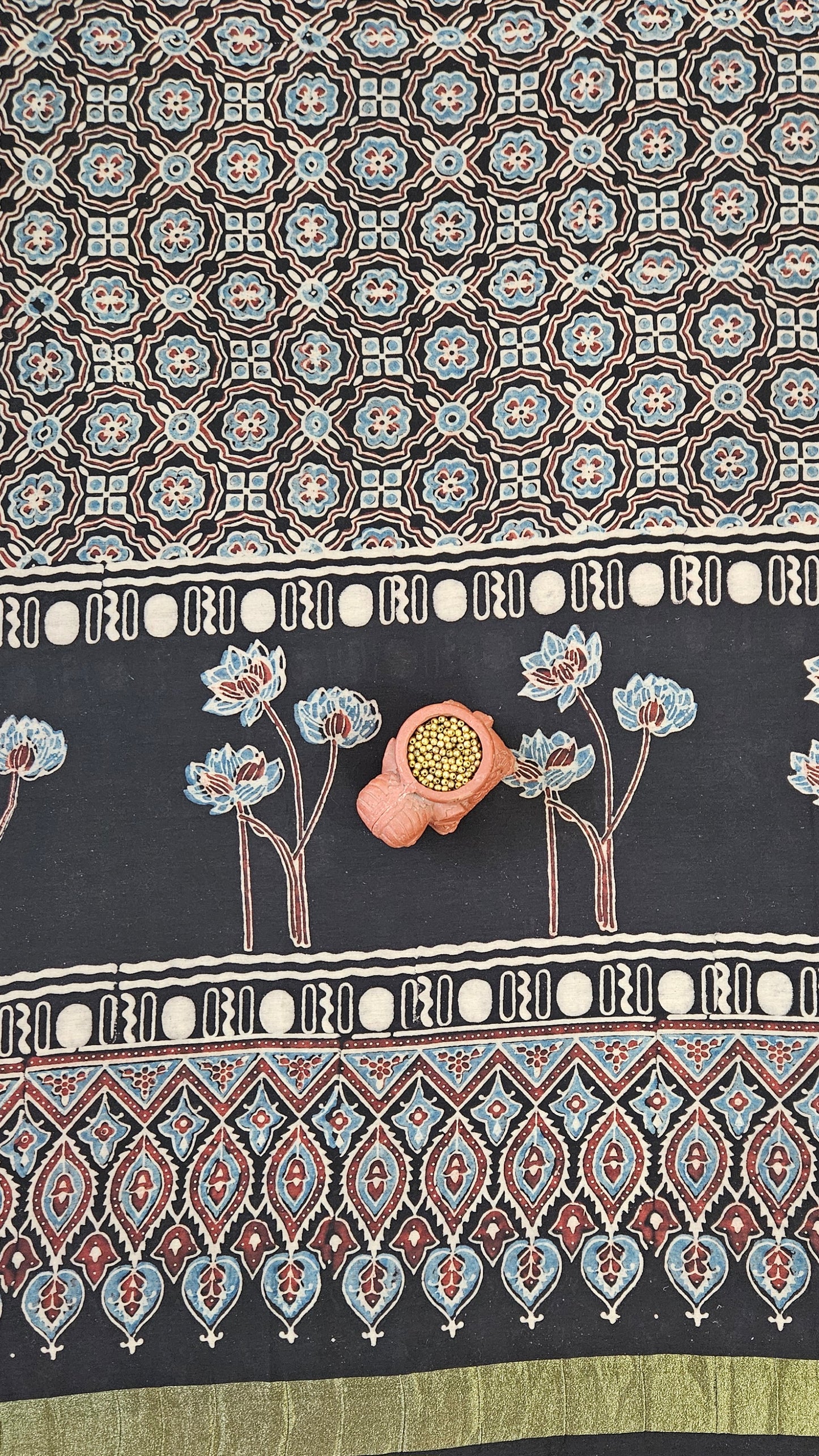 Black'n'white ajrakh print Chanderi suit