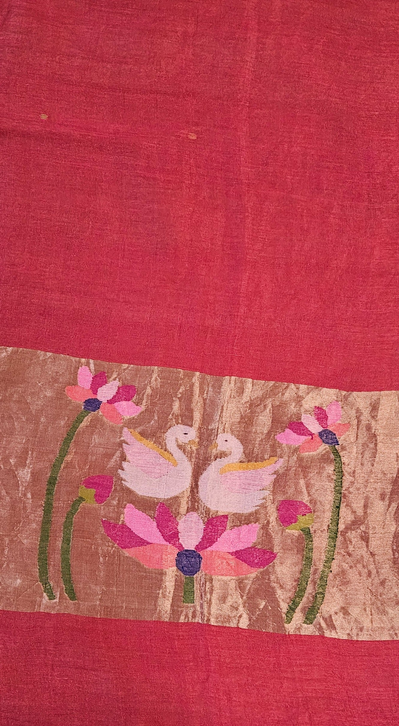 Brick Red Linen,silk'n'tissue handloom jamdani suit material