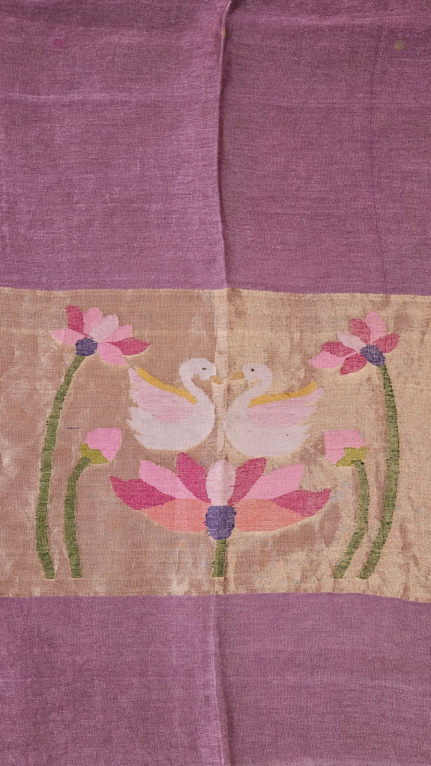 Mauve Linen Silk'n'tissue handloom jamdani suit