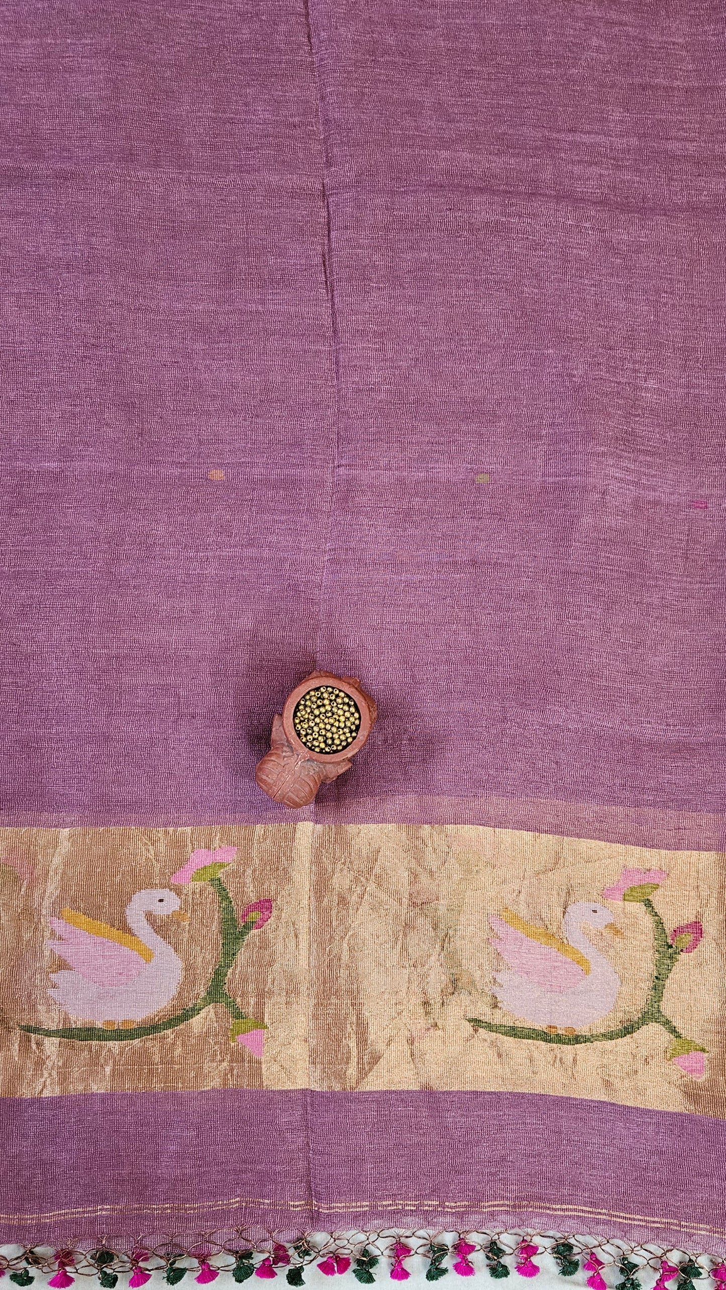 Mauve Linen Silk'n'tissue handloom jamdani suit