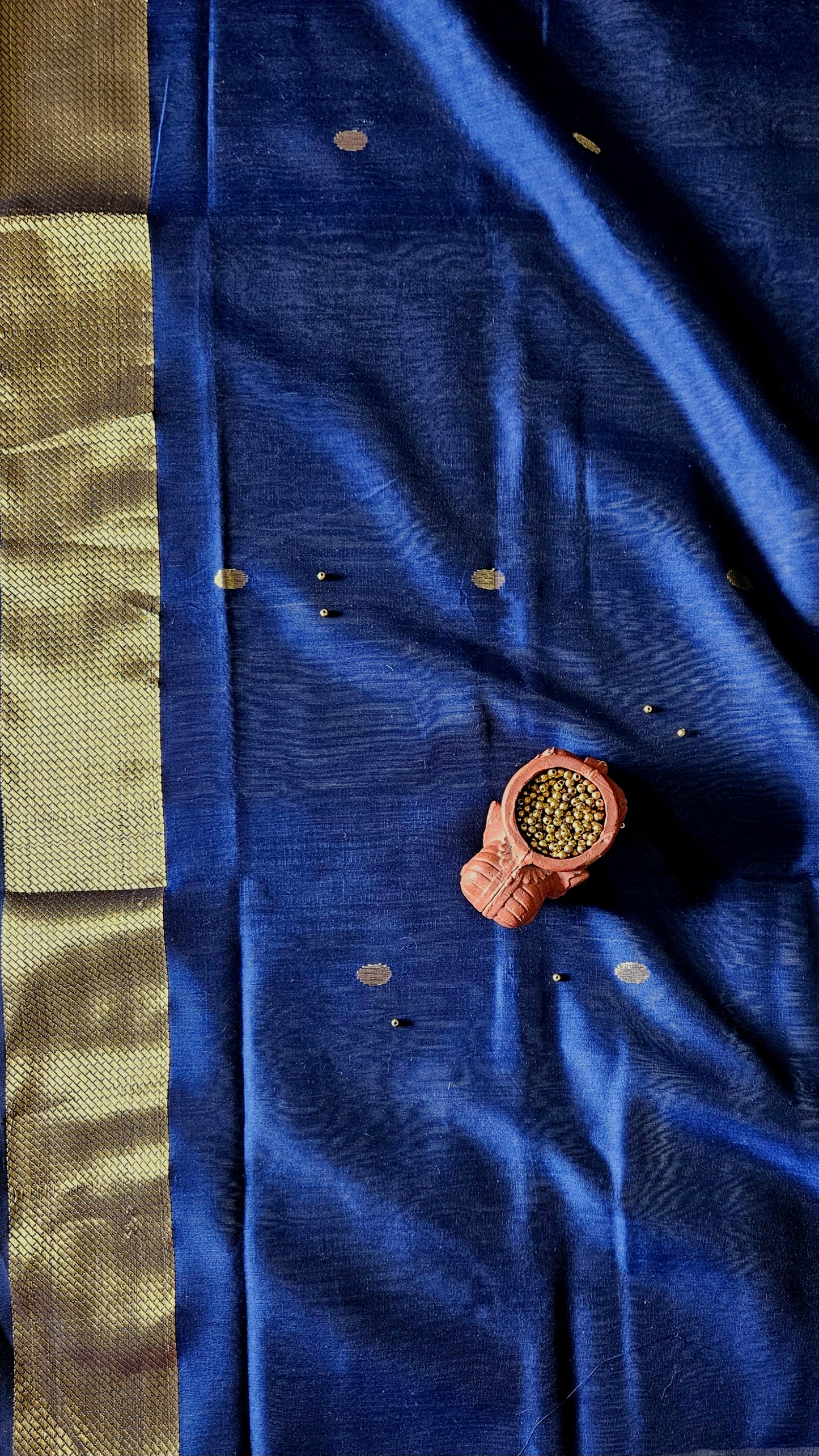 Royal blue'n'green handloom maheshwari suit