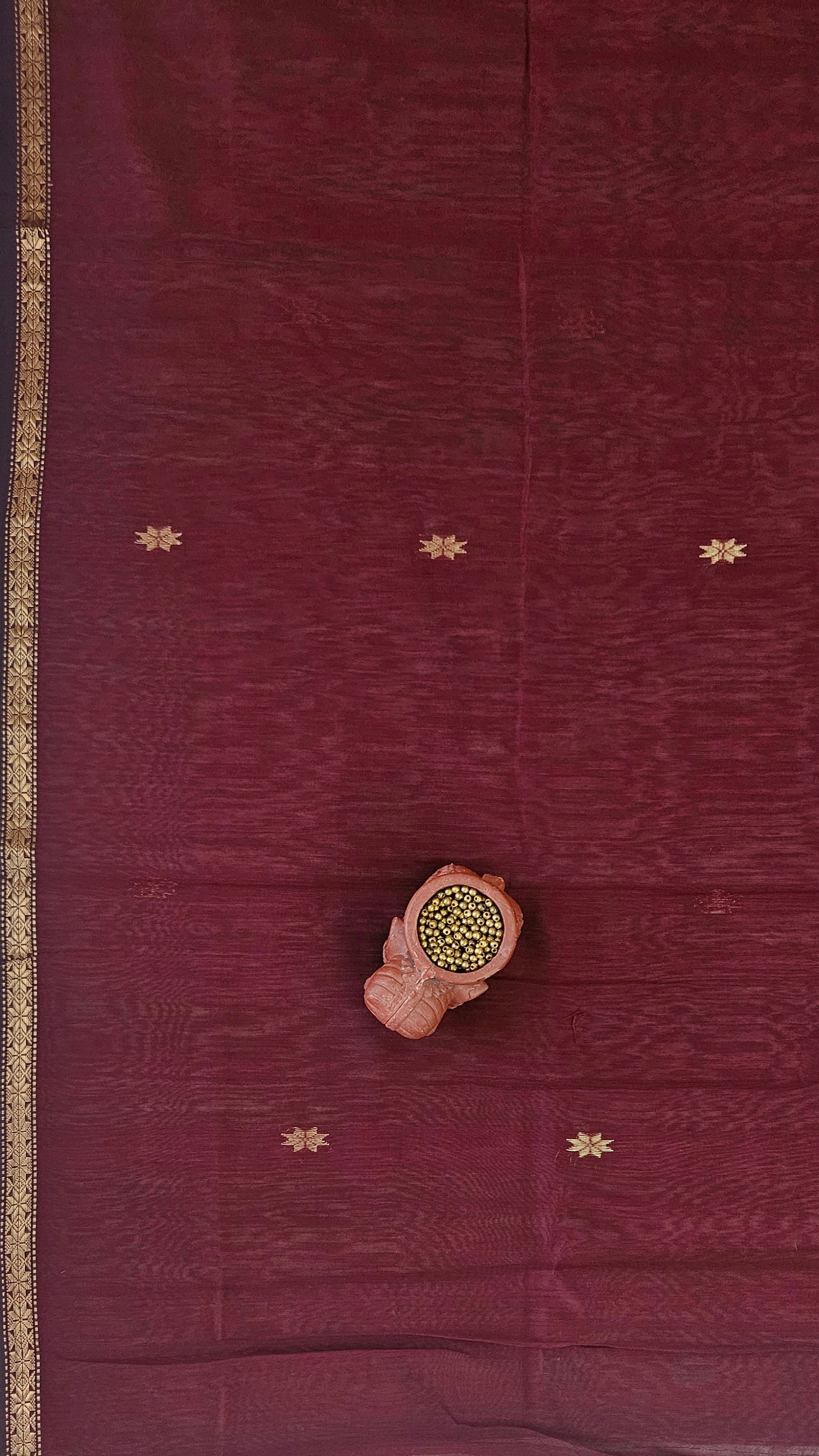 Maroon'n'mustard yellow handloom maheshwari suit