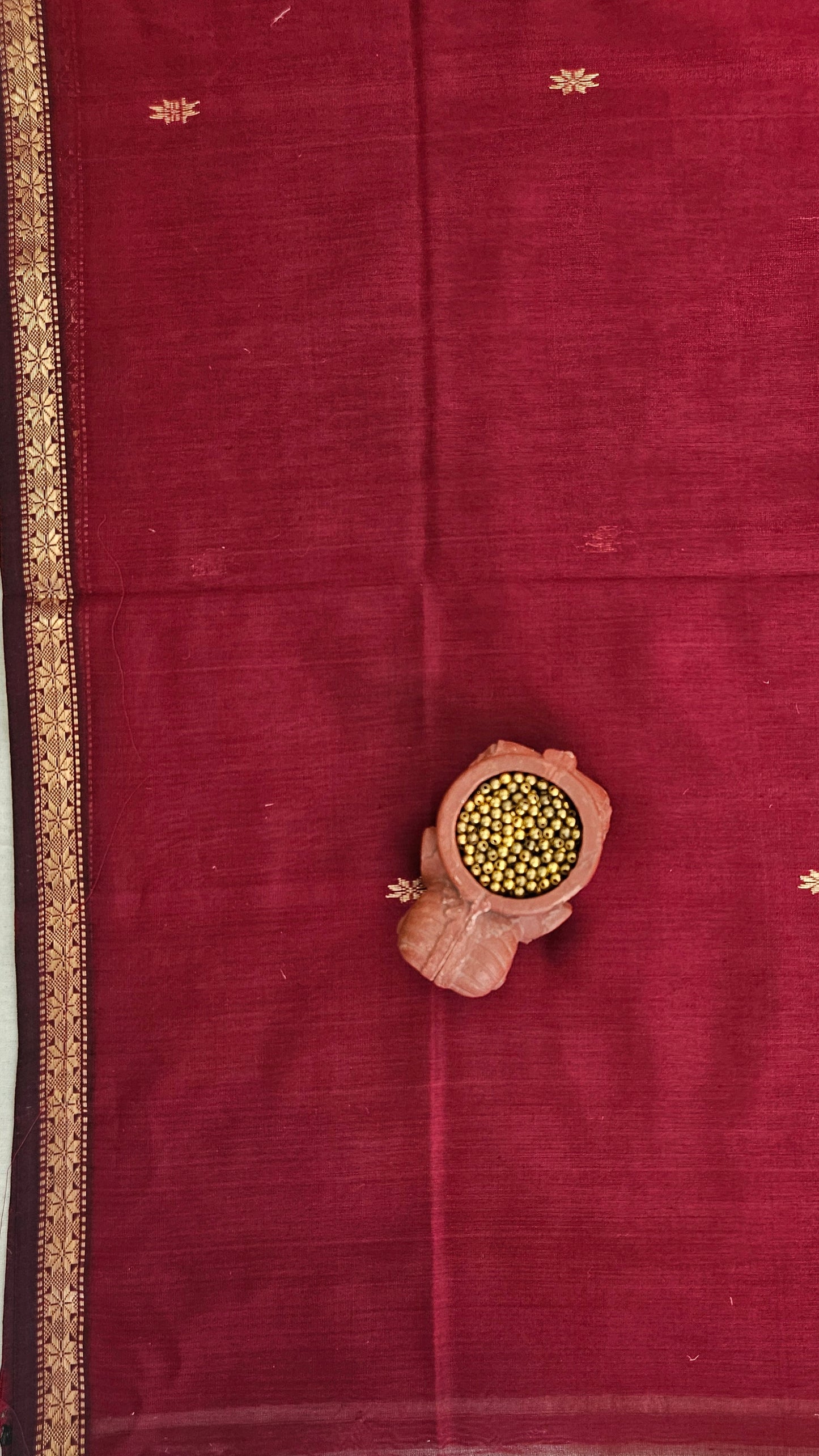 Maroon'n'brownish beige handloom maheshwari suit