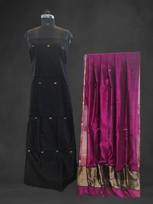 Black'n'purple handloom maheshwari suit