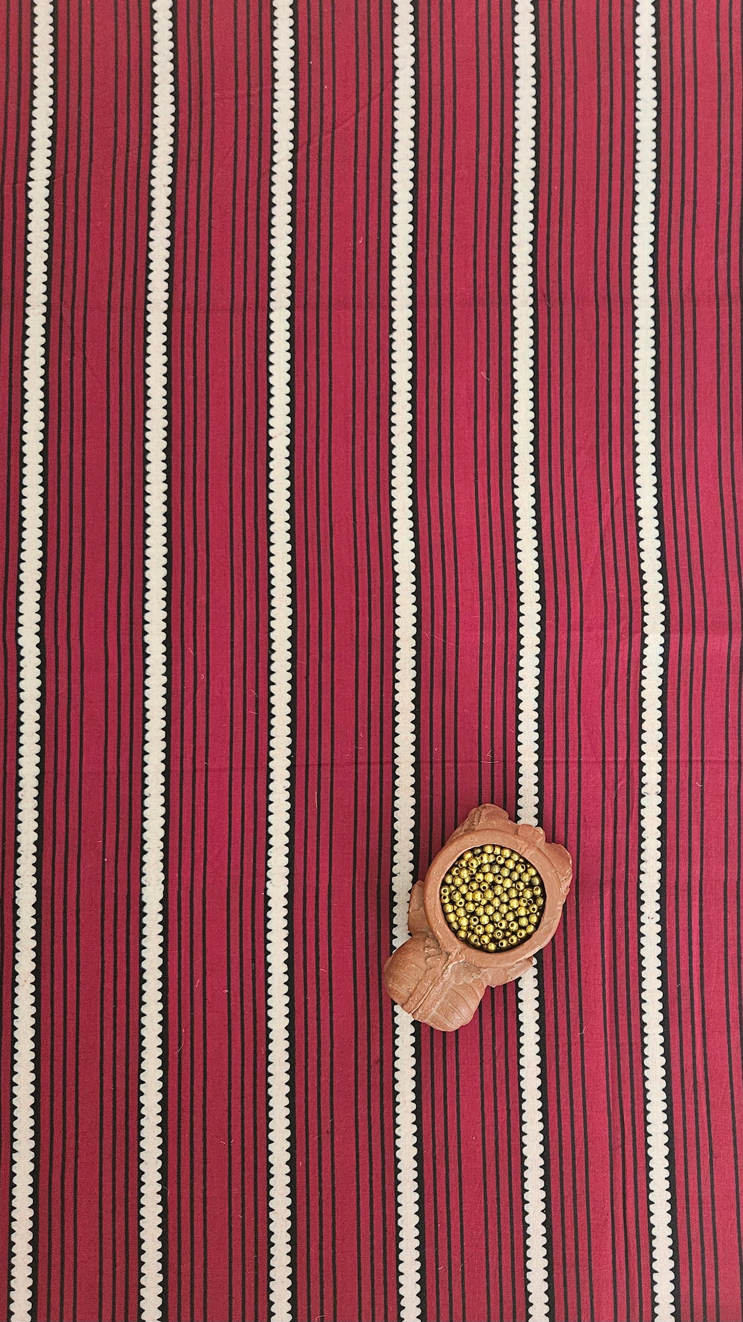 Mustard yellow'n'maroon ajrakh print cotton suit material with neck yoke