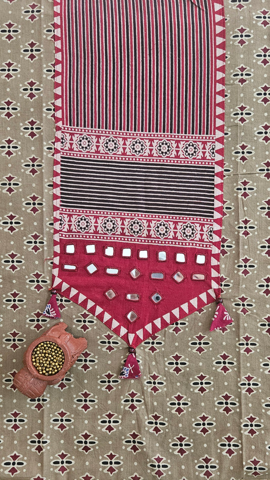 Beige'n'maroon ajrakh print cotton suit with Mul cotton dupatta