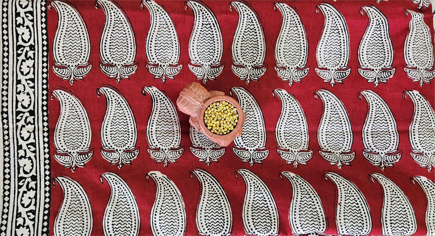 Red’n’white bagh print cotton suit material