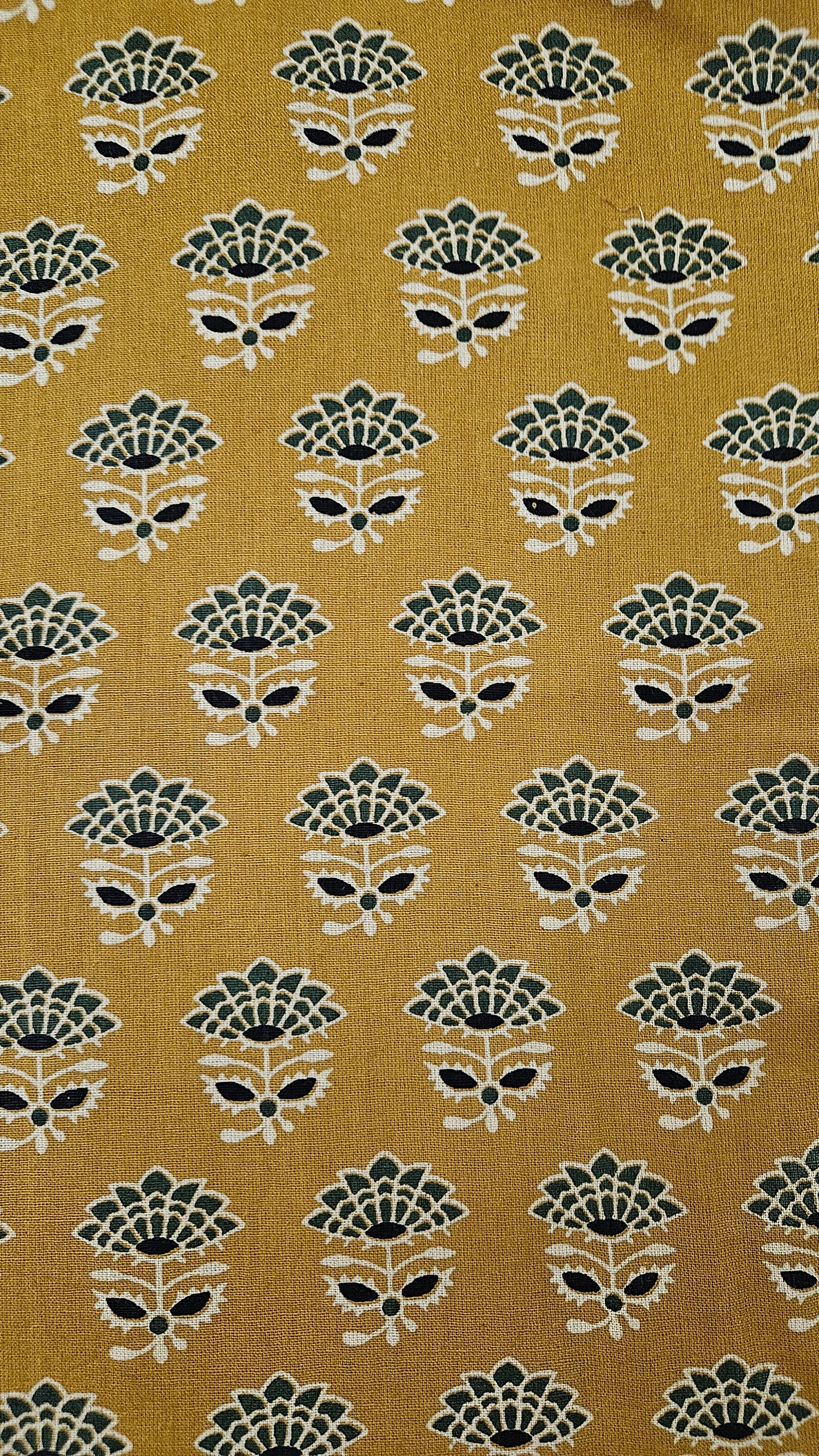 Mustard’n’off white gamthi print cotton suit