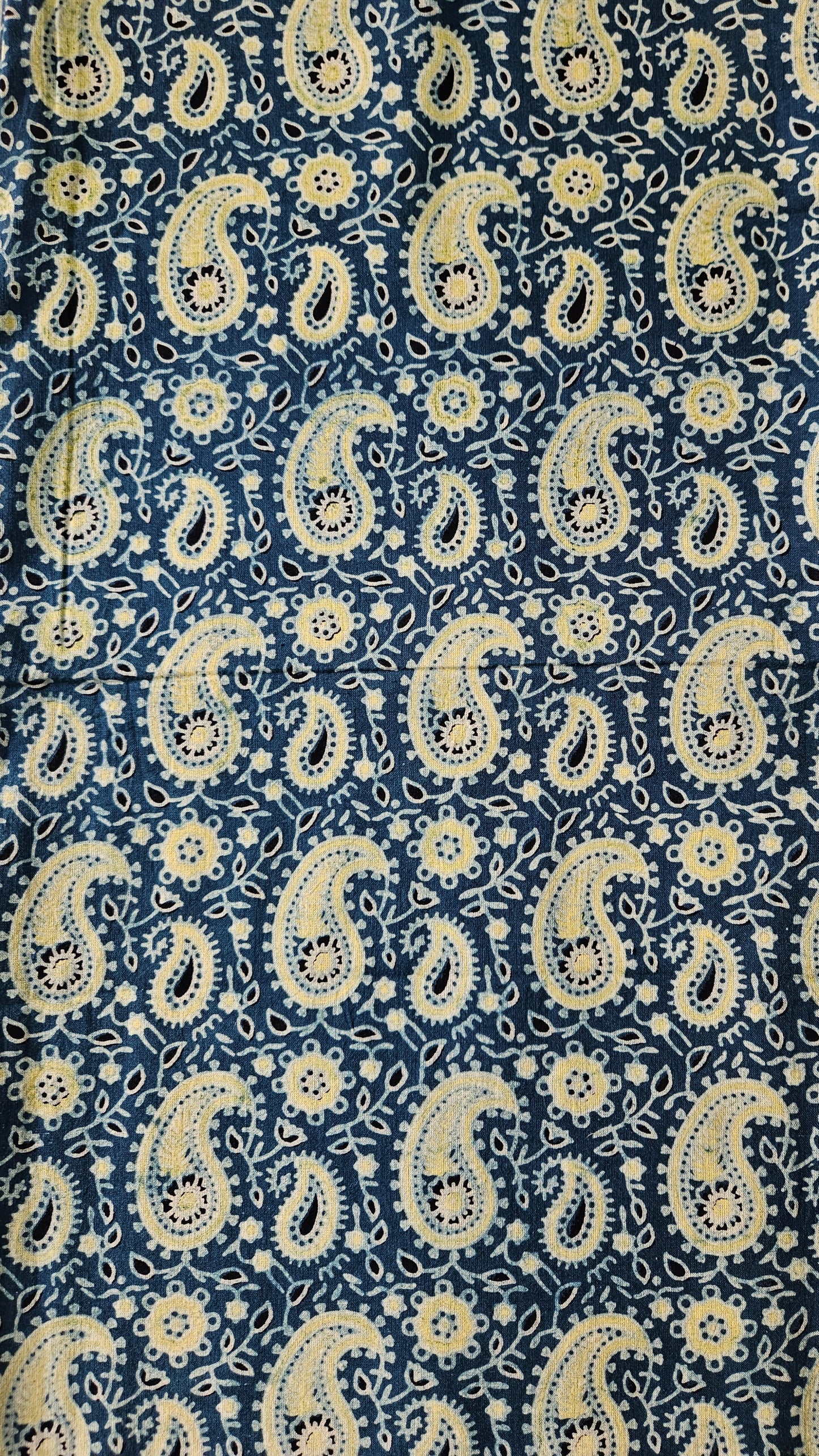 Blue’n’offwhite ajrakh print cotton kurta dupatta set
