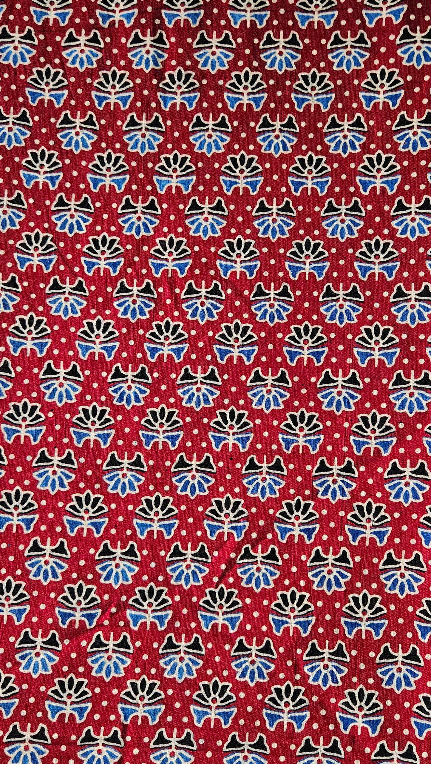 Maroon’n’offwhite ajrakh print cotton kurta dupatta set