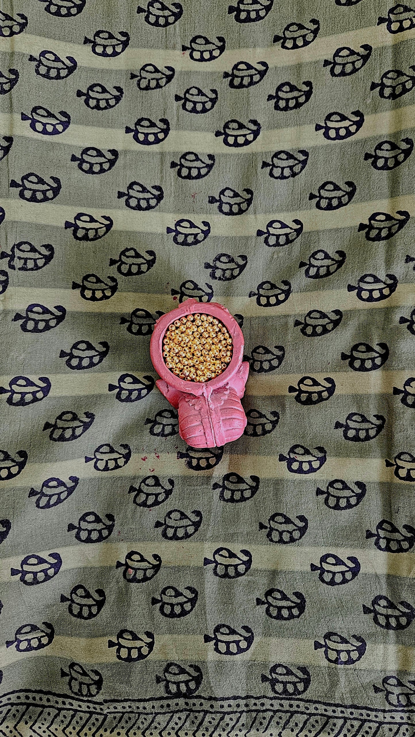 Olive green’n’maroon bagh print cotton suit material