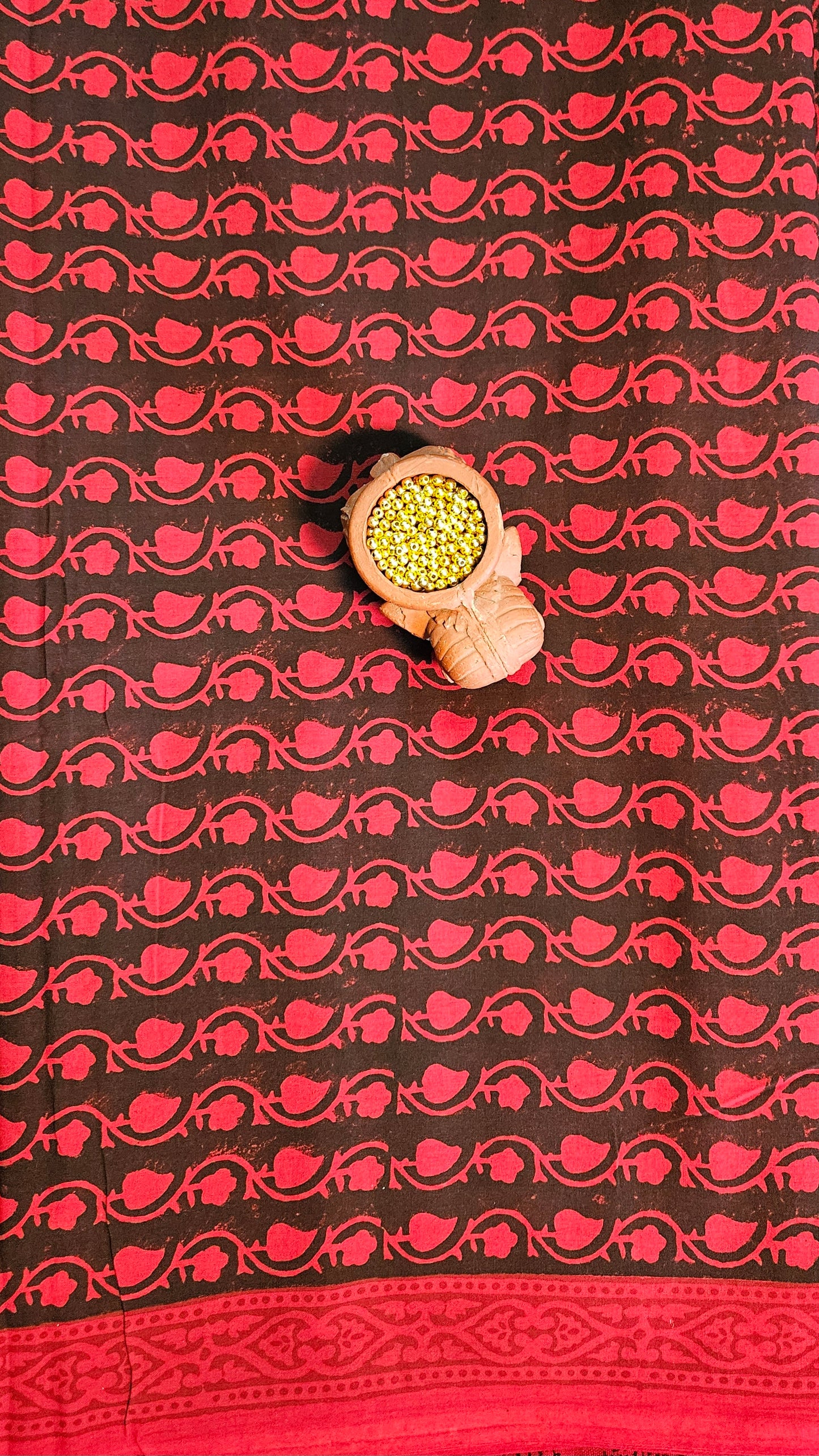 Red’n’black bagh print cotton suit material