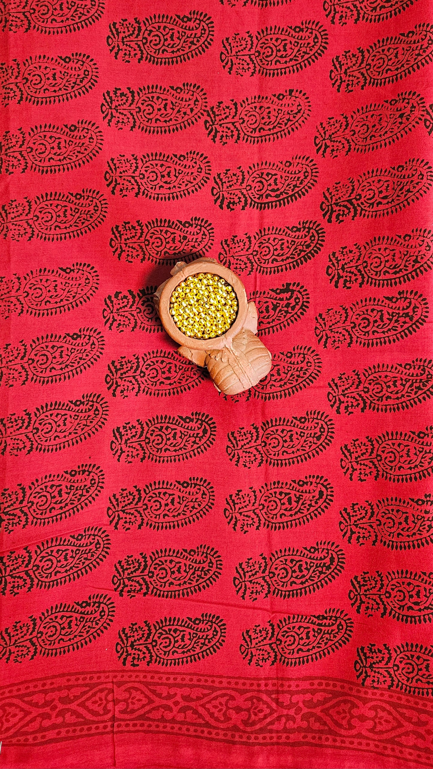 Red’n’black bagh print cotton suit material