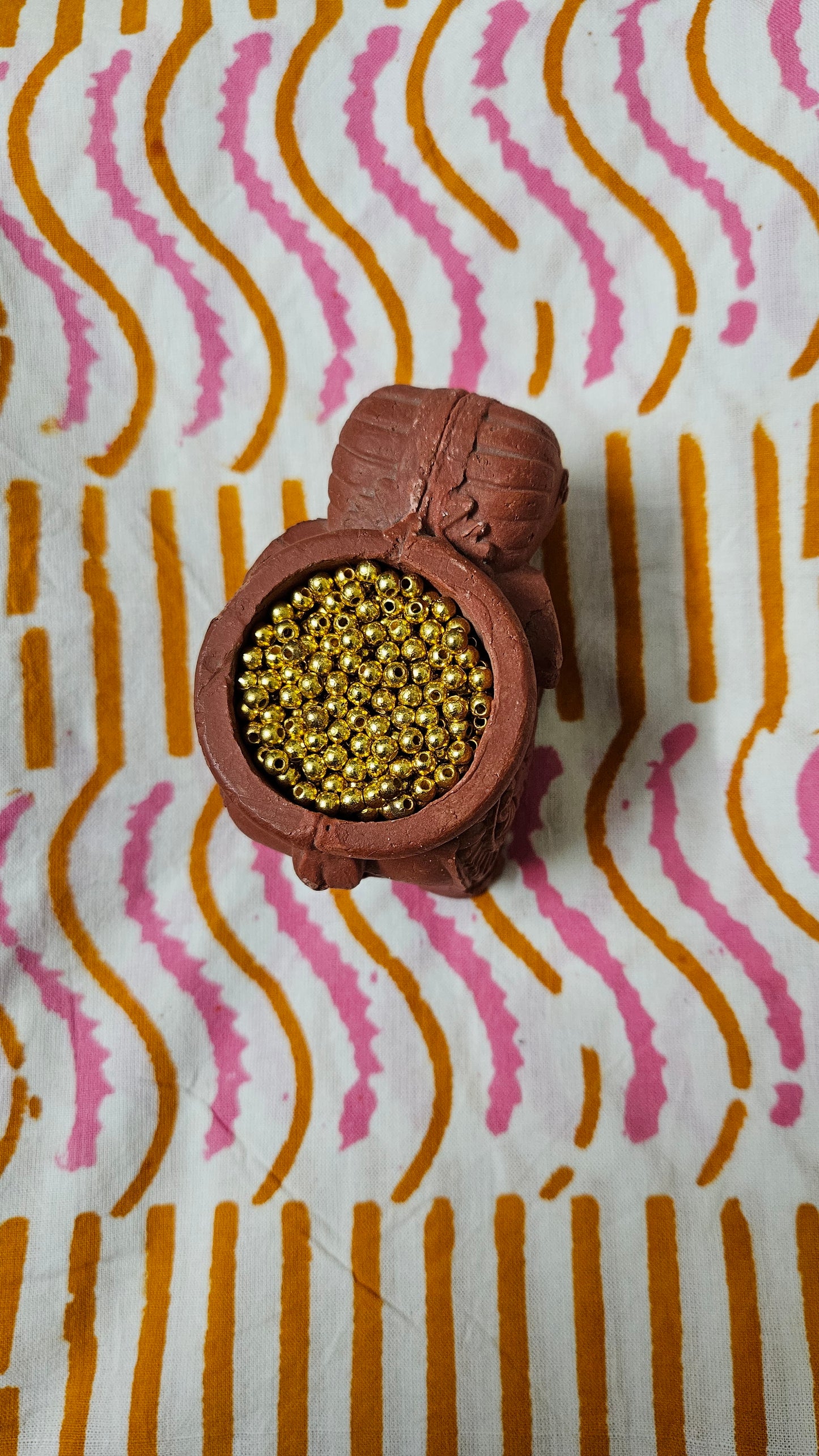 Pink’n’green hand embroidered yoke Baroda print cotton suit