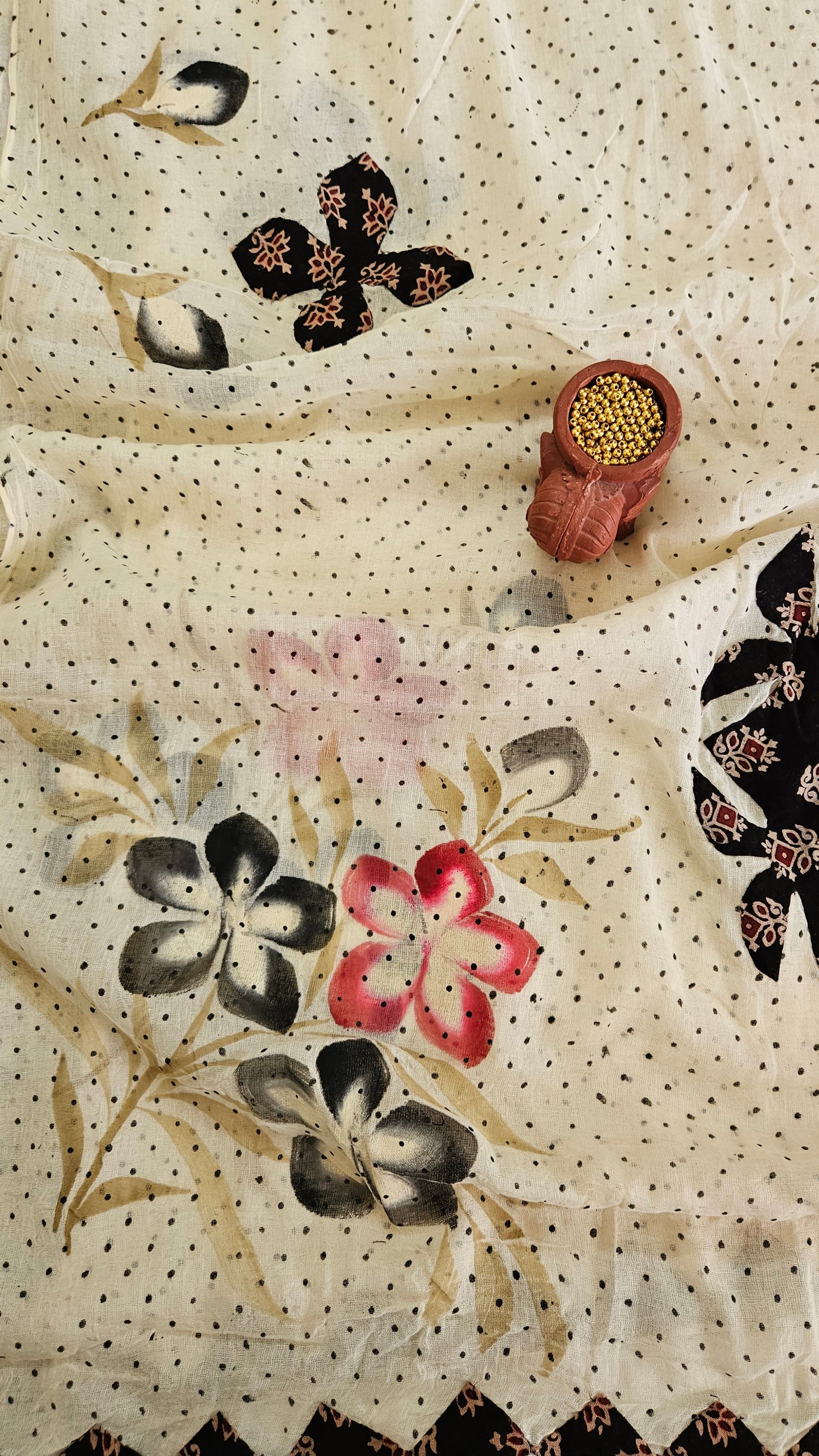 Maroon’n’black gamthi print cotton suit