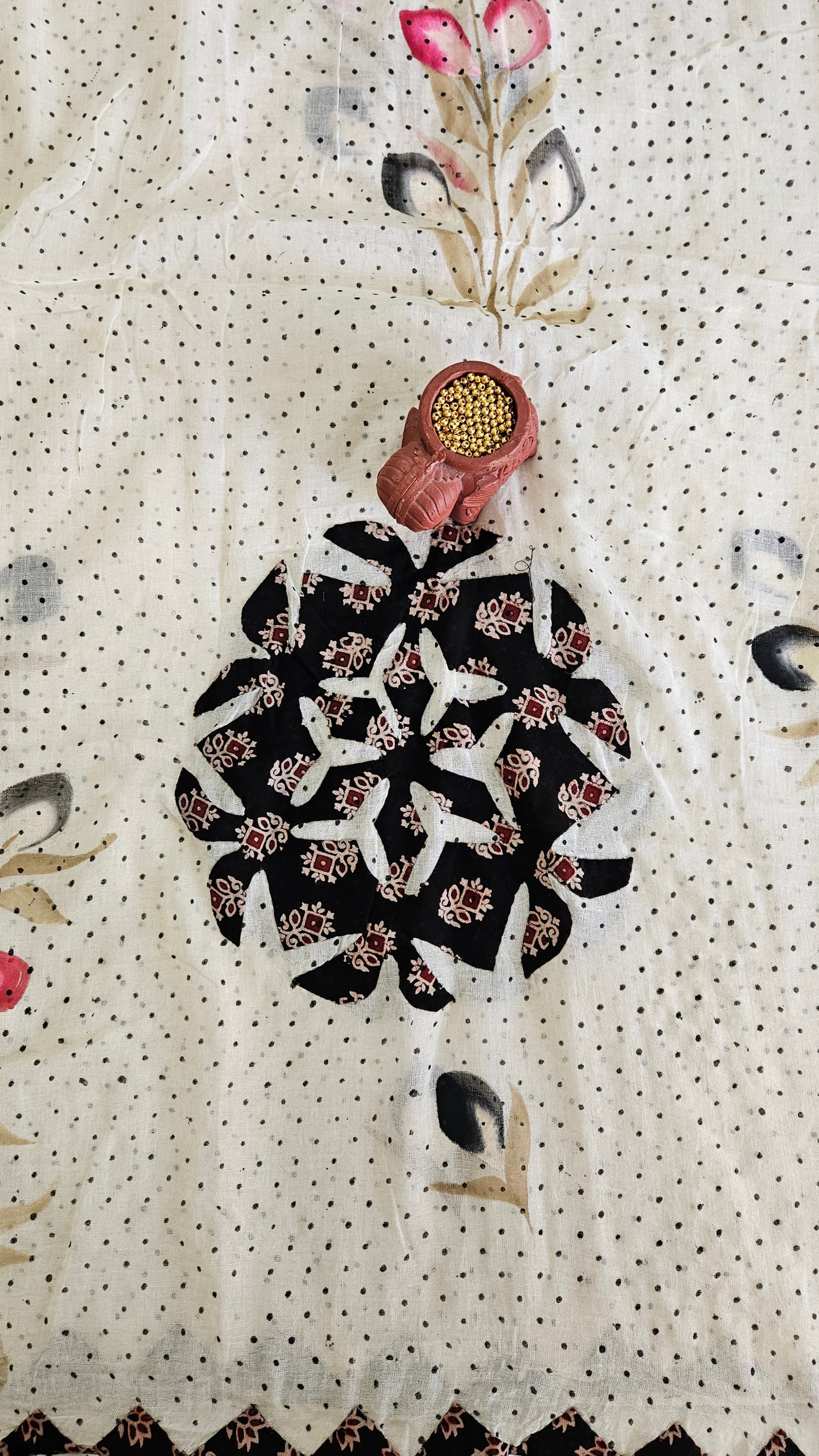 Maroon’n’black gamthi print cotton suit