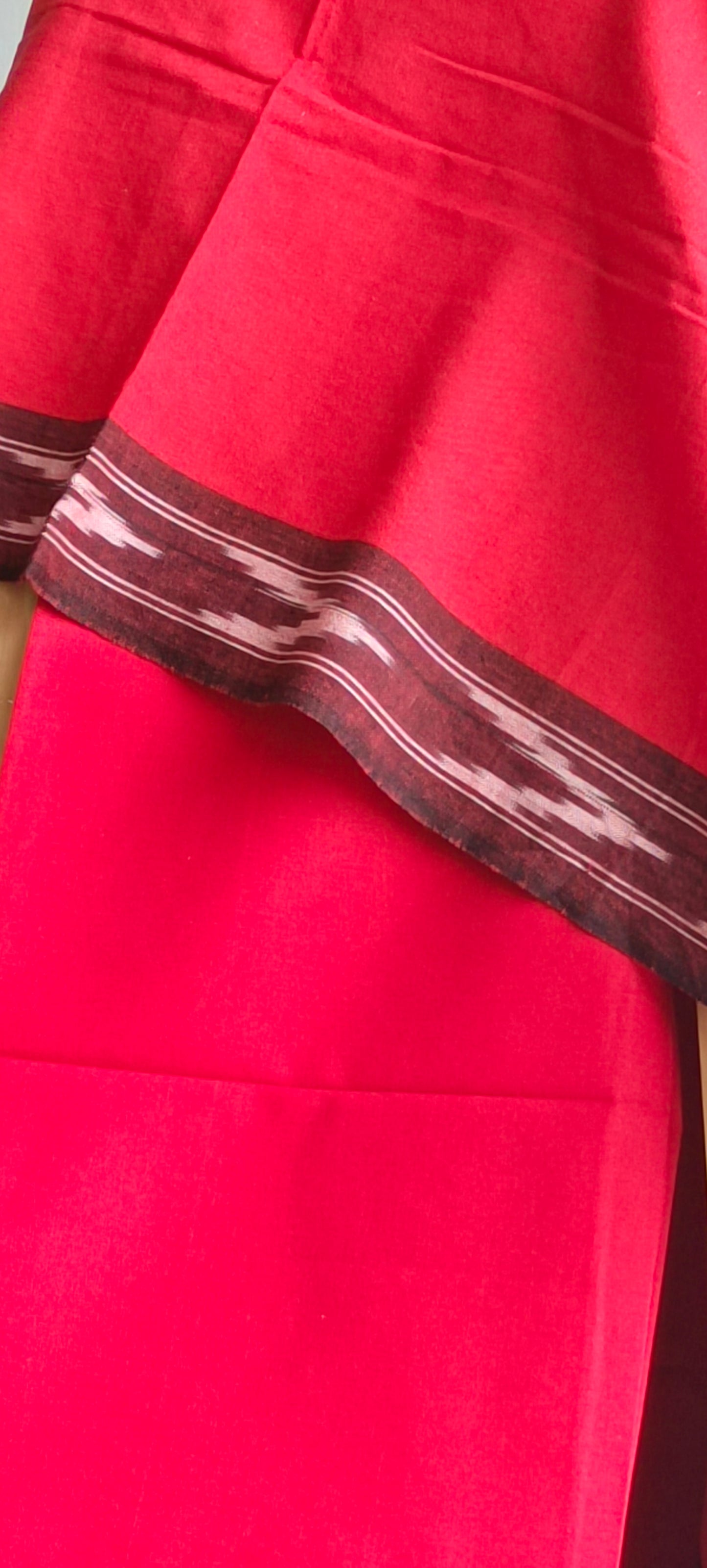 Red'n'Grey pochampally ikat weave cotton suit.