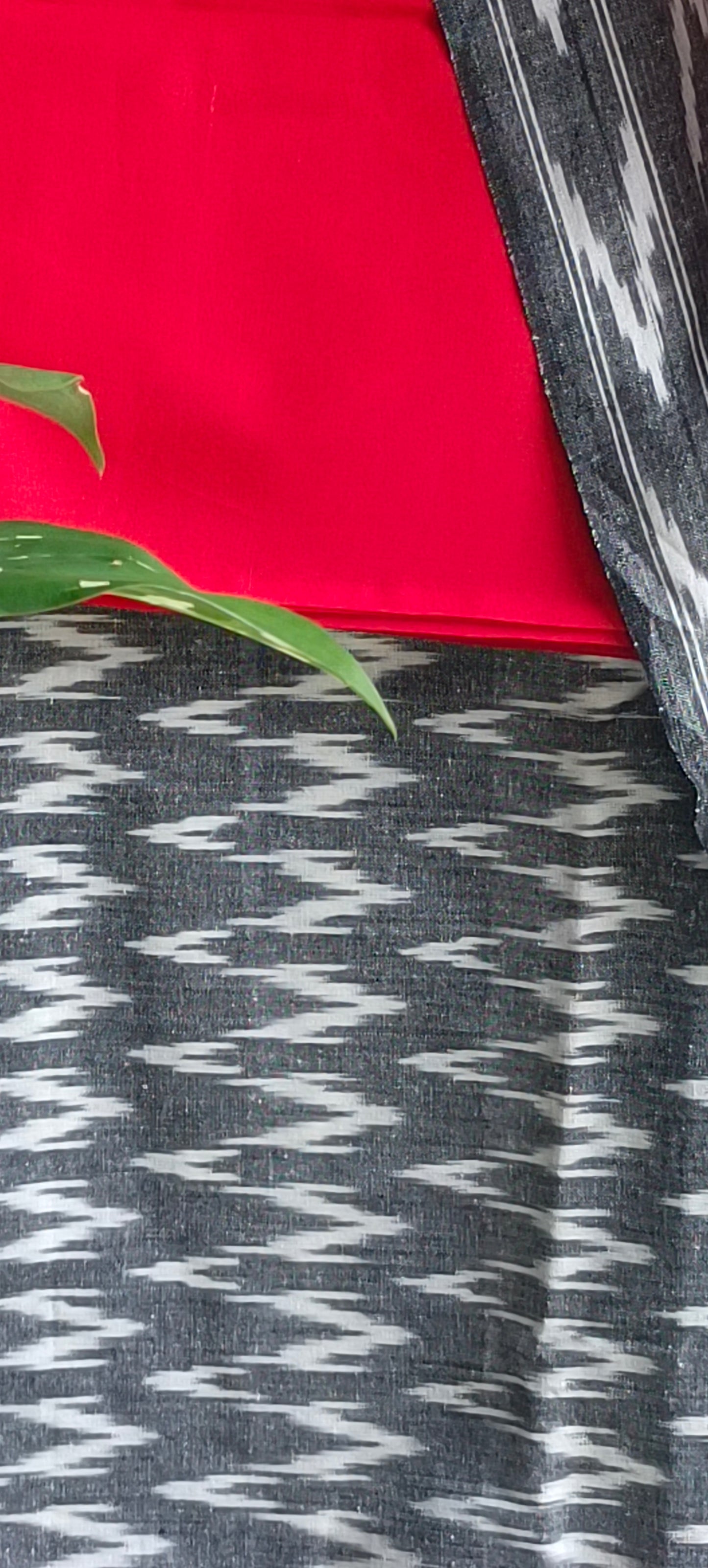 Red'n'Grey pochampally ikat weave cotton suit.