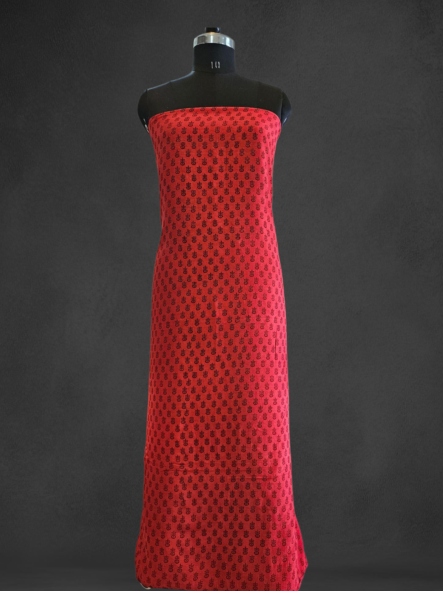 Red'n'black Dola silk bagh print kurta material with zari weaved borders